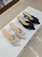 Rhinestone Embedded Bow Close Toe Heel